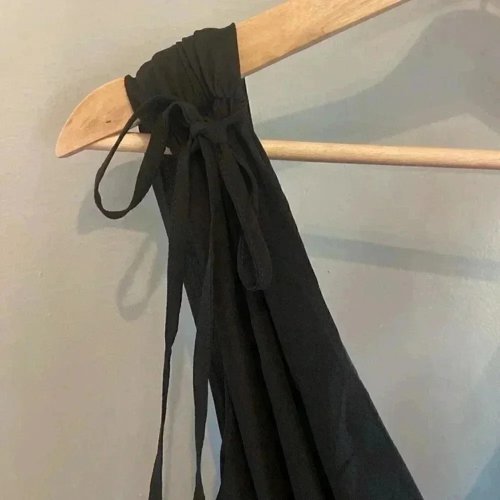 New LULU'S Dance the Night Away Maxi Gown Black Surplice Dress Medium Formal NWT - Picture 10 of 16